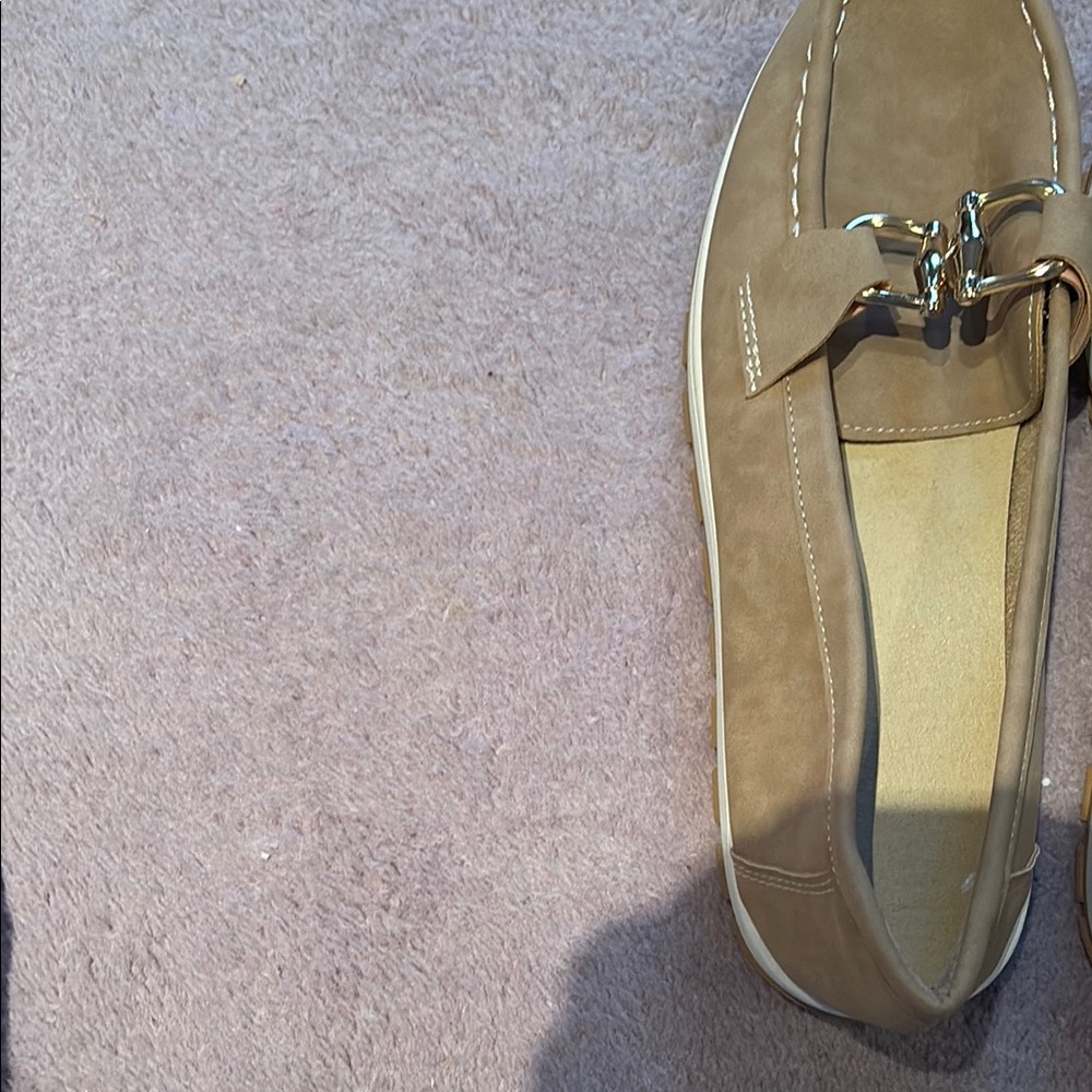 Tan Casual Loafers with Decorative Chain Detail - Picture 3 of 10